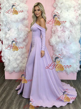 Purple Mermaid Lone Sleeve Prom Dress