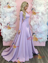 Purple Mermaid Lone Sleeve Prom Dress