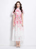 Pearl-breasted Slim Printed Chiffon Dress