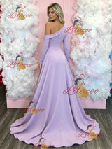 Purple Mermaid Lone Sleeve Prom Dress