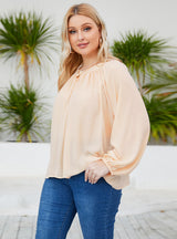 V-neck Loose Chiffon Lantern Long Sleeve Shirt
