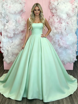 A-Line Green Straps Prom Dress
