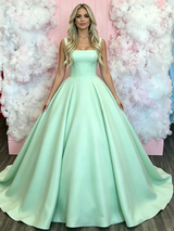 A-Line Green Straps Prom Dress