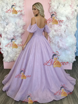 Purple Sequins Straps Prom Dress