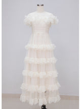 Women Beige Long Gauze Dress