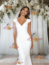 White Mermaid V-neck Wedding Dress