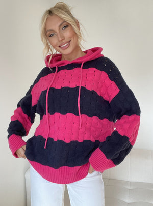 Autumn and Winter Striped Hoodie Sweater