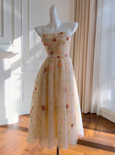 Apricot Tube Top Sequined Sling Dress