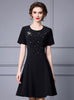 Black Short Sleeve Beading Mother Of The Bride Dress