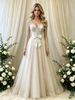 Ivory Tulle V-neck Beading Wedding Dress