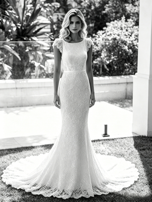 White Mermaid Lace Backless Wedding Dress