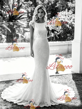 White Mermaid Lace Backless Wedding Dress