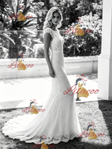 White Mermaid Lace Backless Wedding Dress