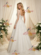 Long Sleeve Sequins Beading Wedding Dress