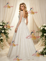 Long Sleeve Sequins Beading Wedding Dress