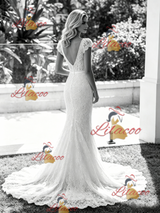 White Mermaid Lace Backless Wedding Dress