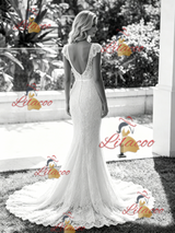 White Mermaid Lace Backless Wedding Dress