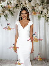 White Mermaid V-neck Wedding Dress