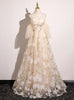 Champagne Tulle Beading Prom Dress