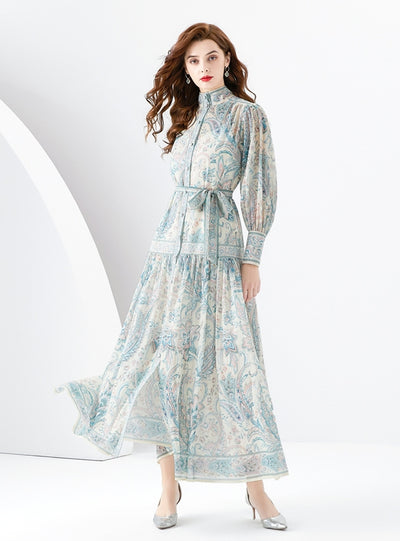 Retro Palace Long Sleeve Printed Dress
