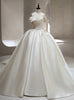 White Satin Off the Shoulder Wedding