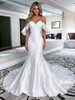 White Mermaid Satin Off the Shoulder Lace Wedding Dress