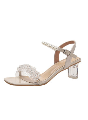 Pearl Crystal and High-heeled Sandals