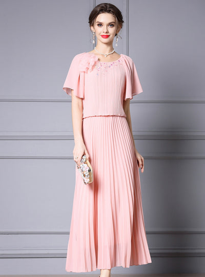 Chiffon Pleats Beading Mother Of The Bride Dress