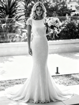 White Mermaid Lace V-neck Wedding Dress