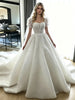 White Ball Gown Puff Sleeve Wedding Dress