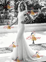 White Mermaid Lace V-neck Wedding Dress