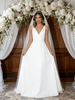 White V-neck Pleats Sleeveless Wedding Dress