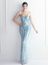 Mermaid Sequins Spaghetti Straps Prom Dress