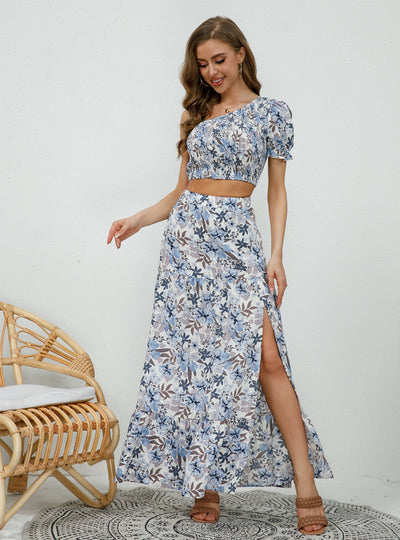 Two-piece Print Fashion Dress Suit