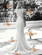 White Mermaid Lace V-neck Wedding Dress