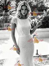 White Mermaid Lace V-neck Wedding Dress