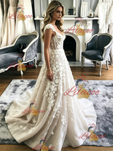 Tulle Lace Appliques Straps Wedding Dress