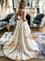 Tulle Lace Appliques Straps Wedding Dress