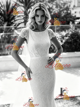 White Mermaid Lace V-neck Wedding Dress