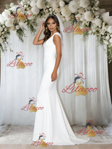White Mermaid V-neck Wedding Dress
