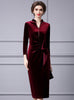 Burgundy Velvet Beading Mother Of The Bride Dress