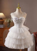 White Tulle Straps Lace Wedding Dress