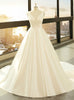 White Satin V-neck Backless Wedding Dress