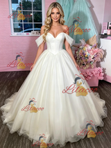 White Tulle Off the Shoulder Prom Dress