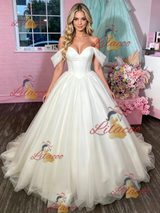 White Tulle Off the Shoulder Prom Dress