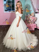 White Tulle Off the Shoulder Prom Dress
