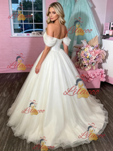 White Tulle Off the Shoulder Prom Dress