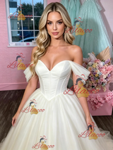 White Tulle Off the Shoulder Prom Dress