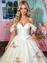 White Tulle Off the Shoulder Prom Dress