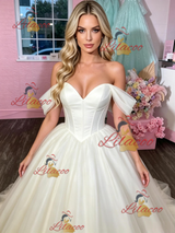 White Tulle Off the Shoulder Prom Dress